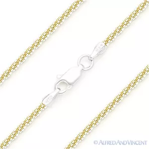 2.2mm Roc Link .925 Sterling Silver 2-Tone 14k Yellow Gold-Plated Chain Necklace - Picture 1 of 2