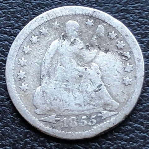 1855 Seated Liberty Half Dime 5c Better Grade #27552 Cover