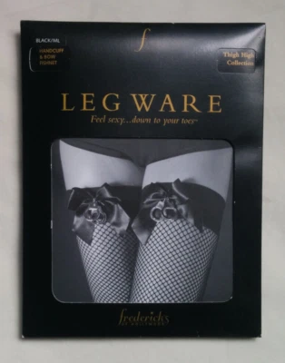 Frederick’s of Hollywood Handcuff & Bow Thigh High Fishnet Stockings size M/L - Image 1 of 2