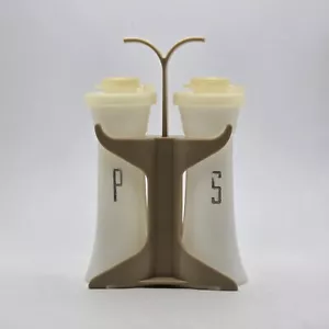 Vintage Tupperware Sale e Pepe Shaker Bianco Mini 4,5" Clessidra con Caddy - Foto 1 di 8
