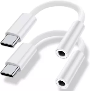 2 Pack USB Type C to 3.5mm Headphone Jack Adapter Aux Female Audio Dongle Cable - Picture 1 of 11