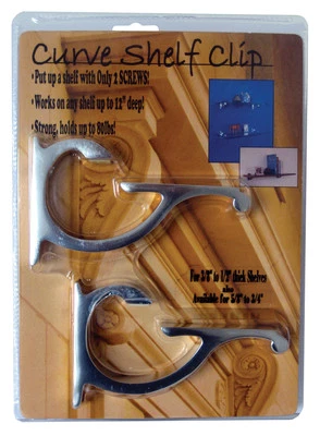 The Curve Clip for 3/8"-1/2" thick, mounts shelf up to 12" deep with 2 screws - Image 1 of 4