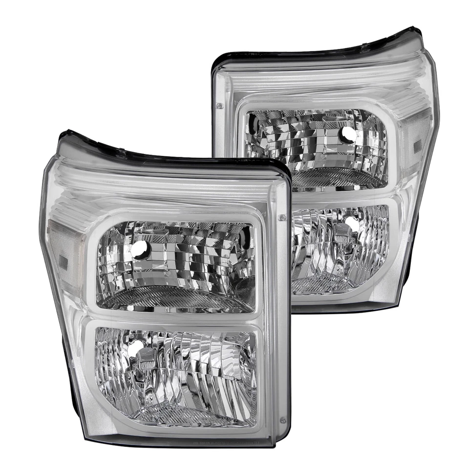 For 2011-2016 Ford F250 F350 F450 F550 Super Duty SD Chrome Headlights Lamps - Image 1 of 4
