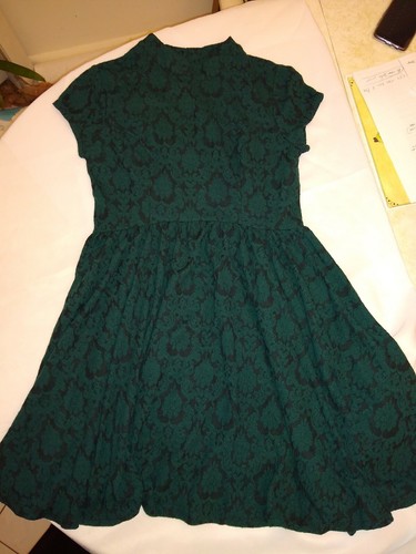 VETEMENTS Abito Xhiliration taglia M s sl verde zip sopra il ginocchio foro chiave schiena carriera