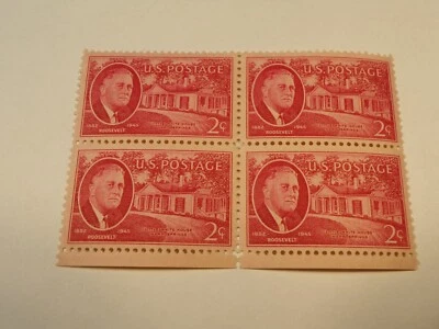 1945 US 2 Cent Roosevelt Little White House Block Of 4, MNH (3934) - Image 1 of 4