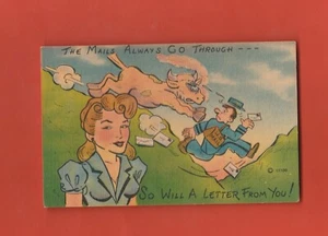 VINTAGE US POST BÜRO CARRIER COMIC POSTKARTE - Bild 1 von 2