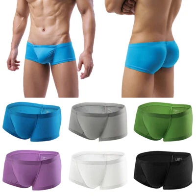 Intimo Da Uomo In Seta Di Ghiaccio Con Custodia Rigonfia Boxer Da Palestra ☆ - Immagine 1 di 4