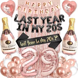 29th Birthday Party Decorations for Women Rose Gold Supplies Set with Last Ye... - Picture 1 of 8