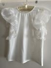 Ladies white Frill Sleeves Summer top size 8 BNWT