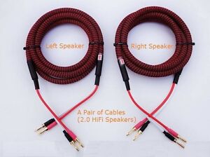 S03 (2m 6.5ft) --- Pair HIFI Audiophile Banana Speaker Cables 4x12awg Home Audio