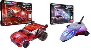 Laser Pegs New Red Racer & Microhawk Set Light Up Bricks Ages 8+ 4 in 1 Sealed - Picture 1 of 12