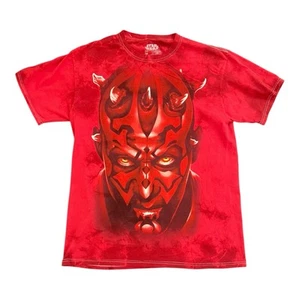 Y2K Star Wars Darth Maul T-Shirt Red Tie Dye Graphic Tee Men’s Lucas Film Medium - Picture 1 of 6