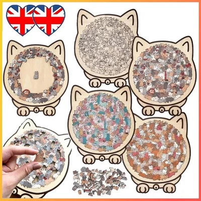 135-Piece Morandi-Colored Cat Shaped Wooden Jigsaw Puzzle, Cats Shaped Puzzles - Image 1 of 4