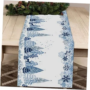 Weihnachten Tischläufer 36 Zoll Blau Schneeflocke Winter 13" x 36", Tischläufer - Bild 1 von 7