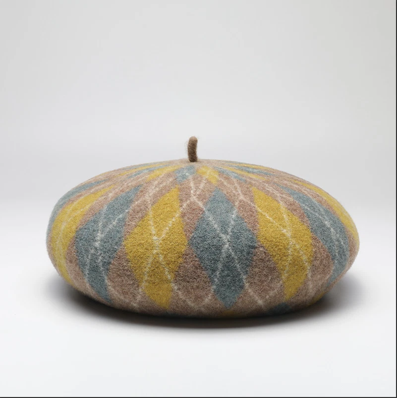 Lo último Boina de Lana en Contraste Cálida y Gruesa Cuadros Versátil Sombrero de Artista Foto 1 de 1