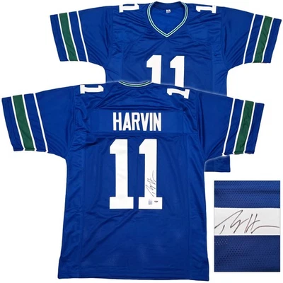 Seattle Seahawks Percy Harvin Autographed Blue Jersey PSA/DNA - Image 1 of 4