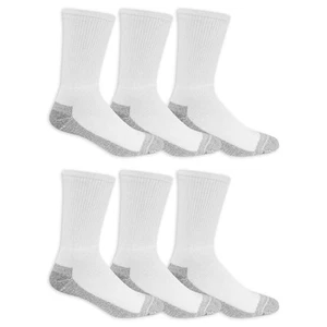 Heavy Duty Reinforced Men's Crew Socks, White, Pack of 6 - Picture 1 of 5