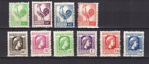 France 1944 Série d'Alger Coq et Marianne 10 timbres MH /TE4769 - Imagen 1 de 1