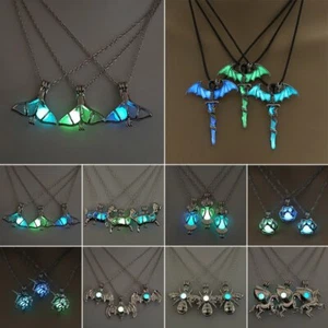 Collar colgante Sirena Búho que brilla en la oscuridad luminoso Steampunk joyería regalos - Imagen 1 de 30