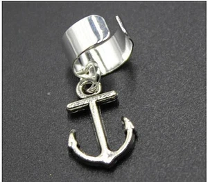 ANCHOR Ear Cuff Silver Ear Cuff Nautical Jewelry Anchor Earring Beach Ocean - Picture 1 of 3