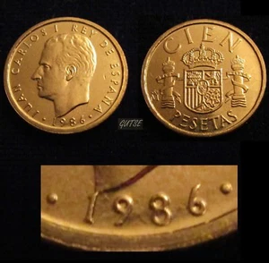 *GUTSE* J. CARLOS I-3, 100 PESETAS 1986, LIS REV., *BUSTO PEQUEÑO*, SIN CIRCULAR - Imagen 1 de 1