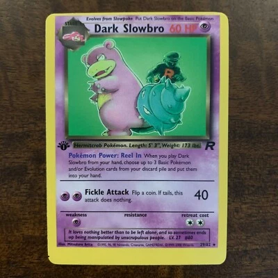 ERROR Pokemon DARK SLOWBRO 1st Edition - Team Rocket - 29/82 - Misprint Miscut - Image 1 of 4
