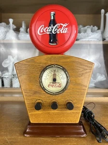 Coca-Cola Wooden Case AM/FM Radio Lighted Dial & Globe Enjoy Coke 15" Nonworkin - Picture 1 of 6