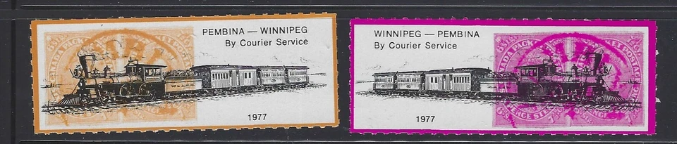 Canada 1977 Courier Service Winnipeg to Pembina pair , MNH - Image 1 of 1