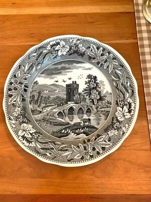 ЧЕРНО-БЕЛАЯ ПОСУДА SPODE ОБЕДЕННАЯ ТАРЕЛКА АРХИВНЫЕ ТРАДИЦИИ 1819 LUCANO 10 дюймов - Изображение 1 из 4