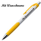 20x Kugelschreiber mit Namensgravur - gummierte Griffzone - Farbe: weiß-gelb