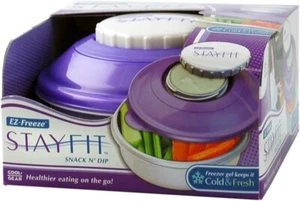 Official EZ Freeze Stay Fit Snack N Dip Lunch Container - Picture 1 of 2