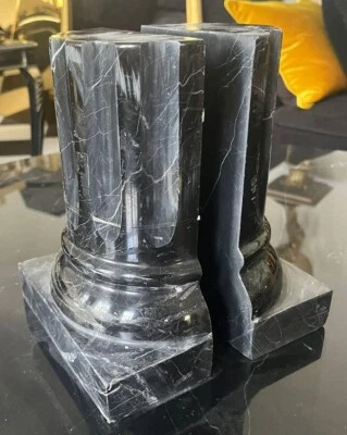 Casa Padrino Luxus Marmor Buchstützen Set Barock Säulen Schwarz H. 21 cm - Bild 1 von 3