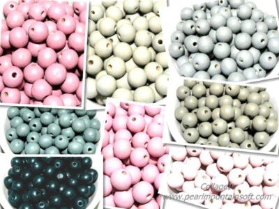 Round Wooden Beads 12mm -  Soft Colours - Pack of 20 - Image 1 of 4