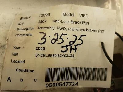 Used ABS Pump and Motor Assembly fits: 2006 Pontiac Vibe Assembly FWD rear drum Foto 1 de 4