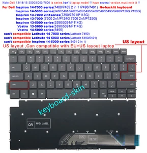 No-Backlit Keyboard for Dell Inspiron 5400 5401 5402 5405 5406 5409 P120G P130G - Afbeelding 1 van 4