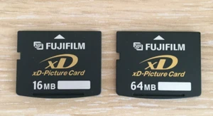 Two Fujifilm XD Picture Cards for Fujifilm /Olympus . 64MB +16MB Formatted. - Picture 1 of 2