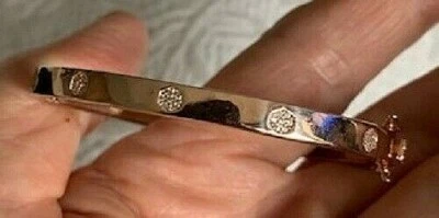 PULSERA BRAZALETE CHAPADO EN ORO ROSA DE LEY Y DIAMANTES DE IMITACIÓN Foto 1 de 4