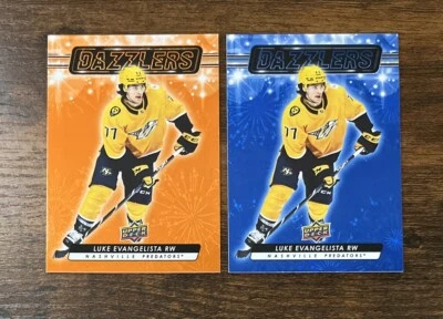 2023-24 Upper Deck Dazzlers Blue & Orange #DZ-54 Luke Evangelista Rookie RC - Image 1 of 2