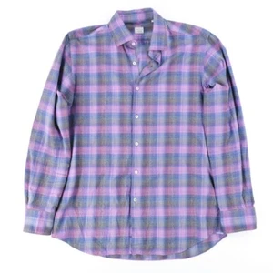 Xacus Evolution Fit Button Up Shirt Sz. L Purple Plaid Long Sleeve Casual Fannel - Picture 1 of 6