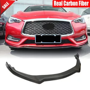 For Infiniti Q60 Sport Coupe 2016-2021 Real Carbon Front Bumper Lip Chin Spoiler - Foto 1 di 12