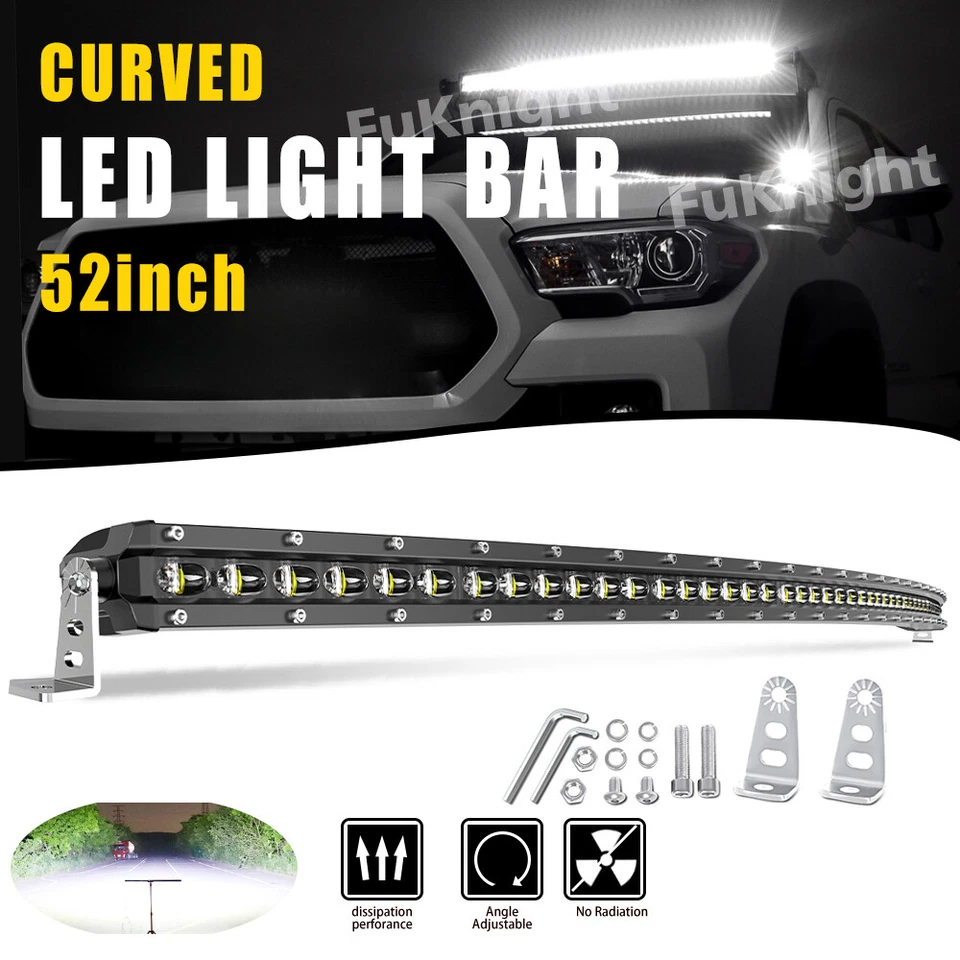 For Ford F-150/F150 Roof 50inch Curved LED Light Bar Slim Offroad Driving 52" - Image 1 of 4