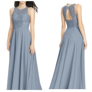 Azazie Frederica Dusty Blue Bridesmaids Dress Formal Lace Top Size 8 A8 NWT New - Picture 1 of 10
