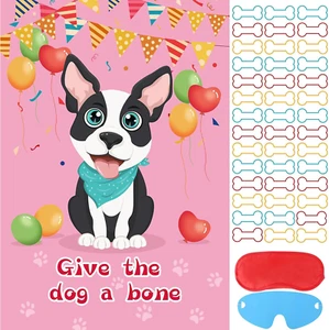 48 Pieces Pin the Bone on the Dog Party Game - Large Poster for Kids Birthday, C - Picture 1 of 12