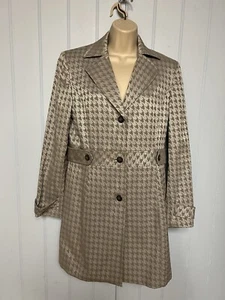 Jones Wear Button Front Gray Shoulder Padded Trench Coat Jacket Size 8 W/Pockets - Picture 1 of 10