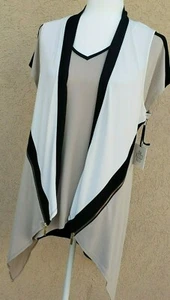 Chico's Tan and Black Asymmetrical Top and Vest Zipper Set size 1 - Bild 1 von 12