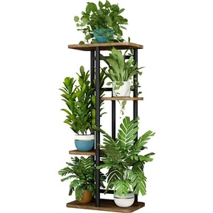 Plant Stand 4 Tier Indoor Shelf 5 Potted Garden Corner Shelf Black - Picture 1 of 6