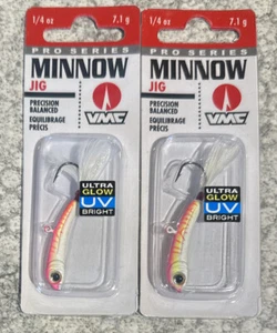 2 Packungen VMC Pro Series Minnow Eisangeln Jig 1/4 OZ Glow Pink Fire UV - Bild 1 von 1