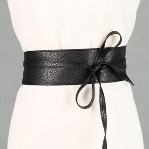Women  Dress Wide Belt Tie Corset Cinch Soft Leather Clothing Accessories L