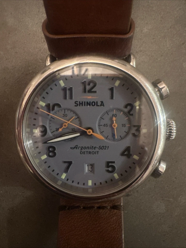 Shinola Runwell Chrono Woman’s Watch 41mm Blue Leather Strap - Image 1 of 4