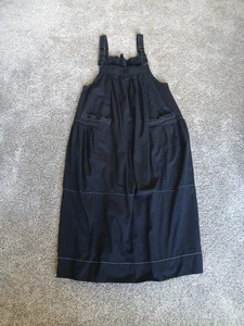 Schwarz Midi Barrell Overall Kleid L 100% Baumwolle Landhaus Festival Landhaus Boho - Bild 1 von 9